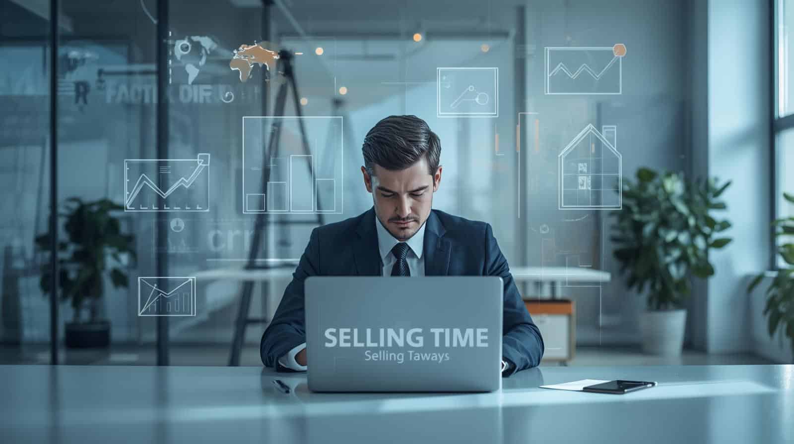 Vertriebler analysiert Verkaufsdaten und administrative Aufgaben vor einem CRM-Dashboard im Büro